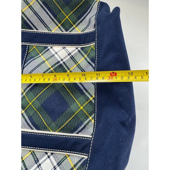 VTG Lands End CANVAS TOTE BAG Red Holiday Bird Floral LARGE Pocket Zipper - Picture 6 of 8